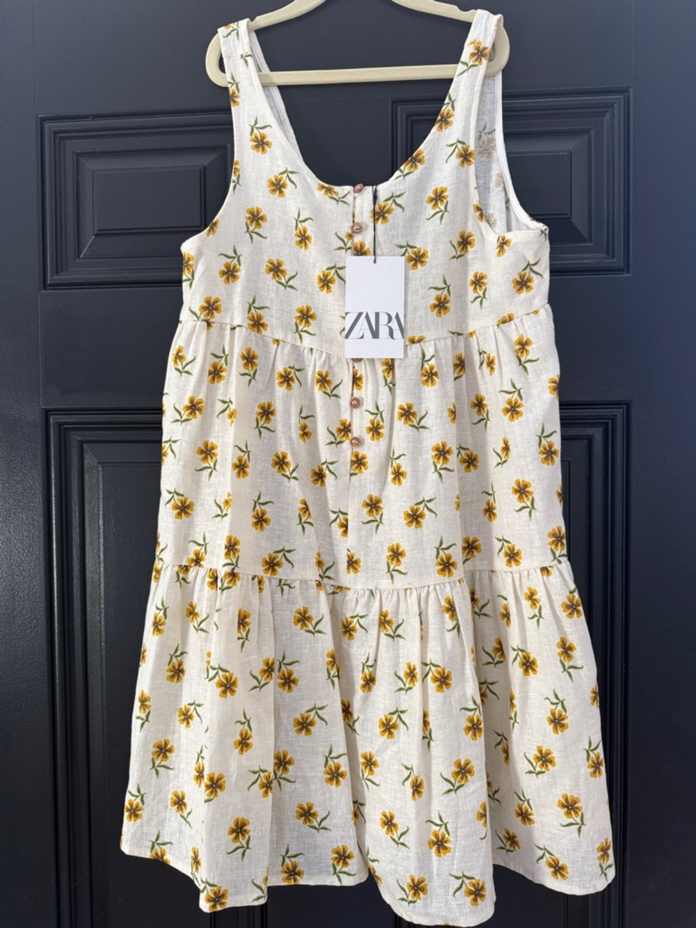 Zara Cream Shorts romper with Yellow Floral Print